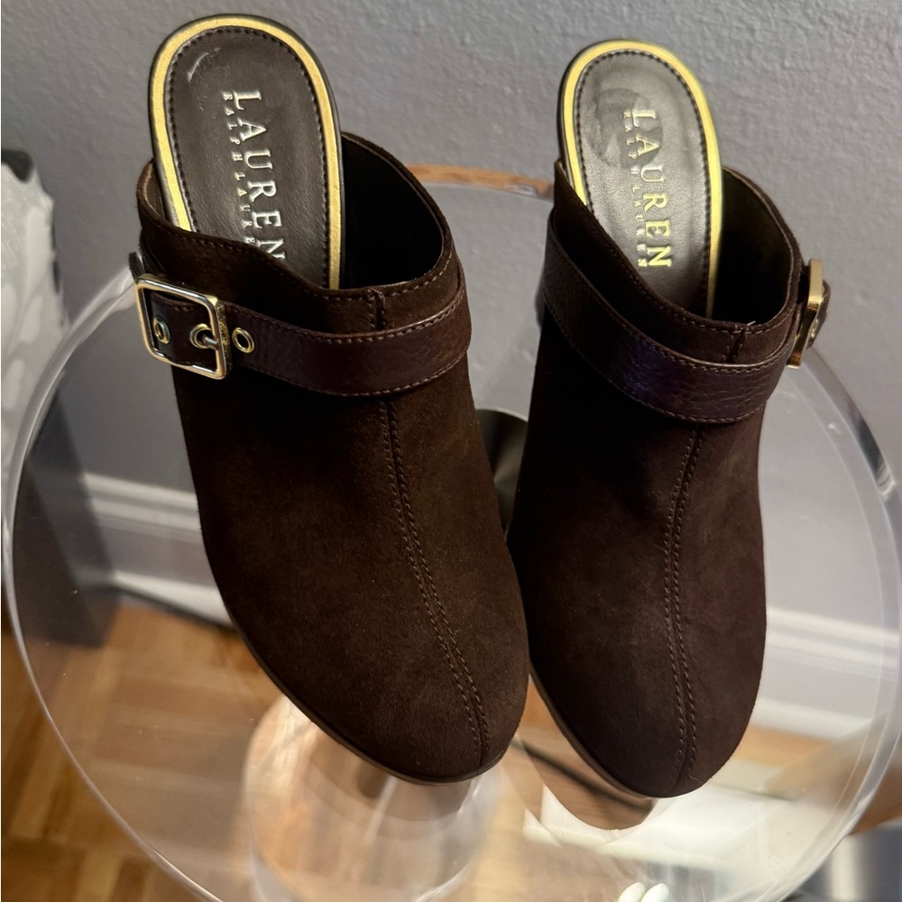 Lauren Ralph Lauren Yeva Chocolate Suede Mules